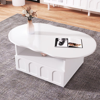 Salontafel – Koffietafel – Woonkamertafel – Bijzettafel – Meubeltje – Wolkenvorm – Met Opbergruimte – Duurzaam Niet-Houten Materiaal – Eenvoudige Montage