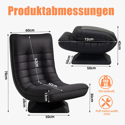 Verstelbare Loungestoel – Relaxstoel – Tuinstoel – Balkonstoel – Loungefauteuil – 5-Standen Verstelbaar – 360° Draaibaar – Opvouwbaar – Metalen Frame – Grijs