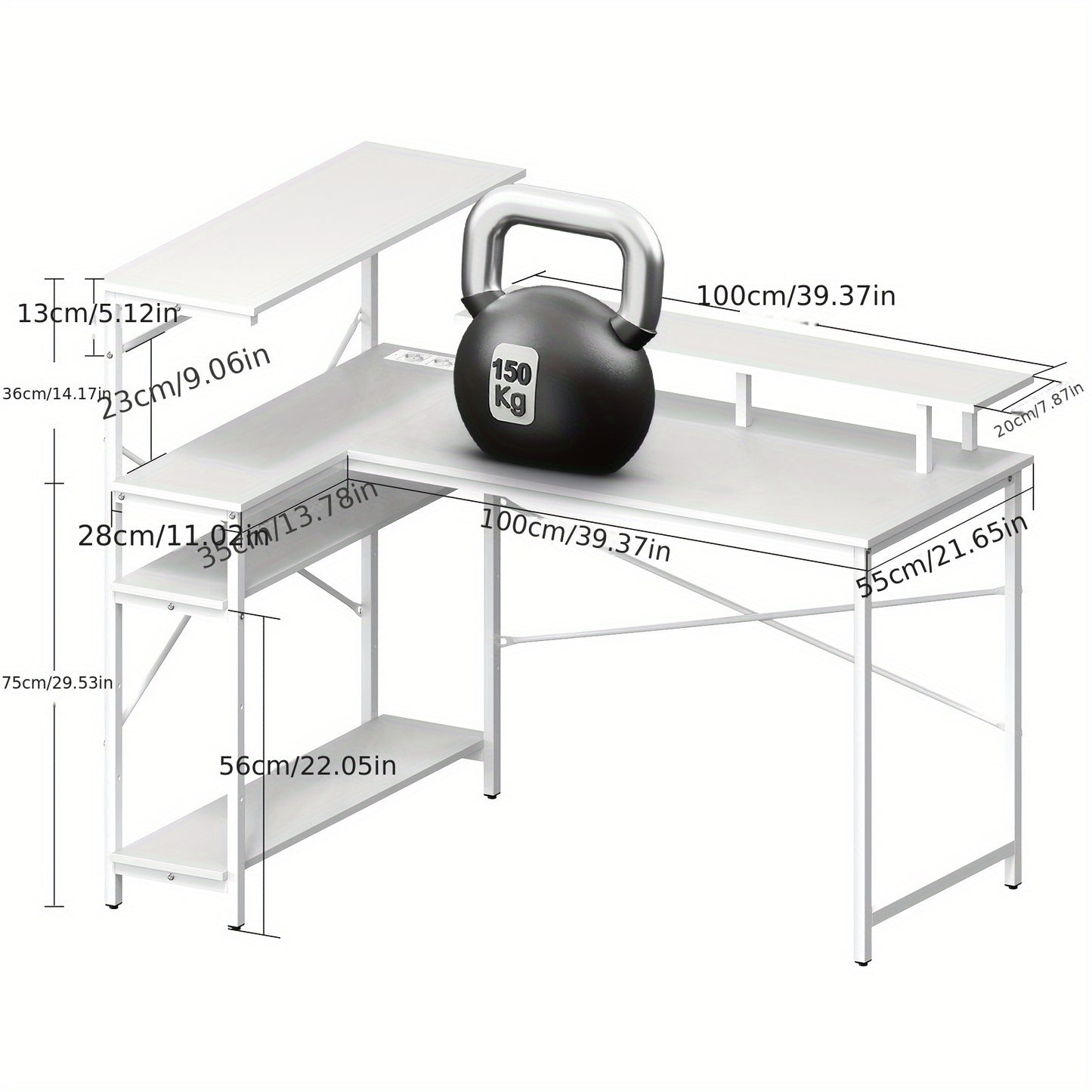 Gaming Bureau – Game Bureau – Gaming Desk – Computerbureau – Hoekbureau – Extra Stevig Metalen Frame – Ruim L-Vormig Ontwerp 160x100x75 cm Met Carbon Fiber Effect