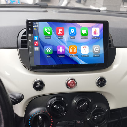 Autoradio FIAT 500 – Multimedia Speler – Navigatiesysteem – Car Audio Systeem – Auto Entertainment – Android 14 – 9 Inch HD Touchscreen – Draadloos CarPlay & Android Auto – AHD Camera & Microfoon