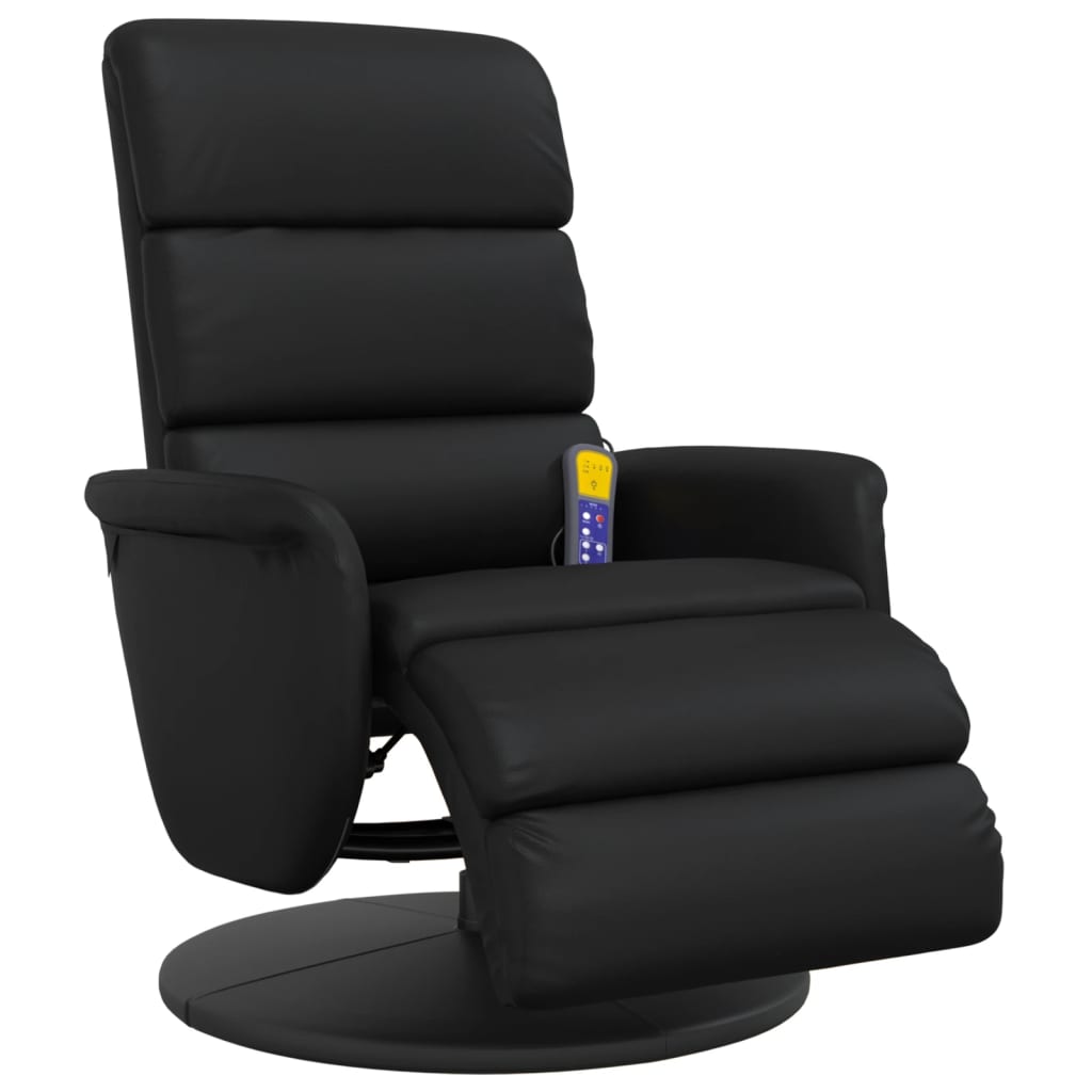 Draaifauteuil – Relaxstoel – Lounge Stoel – Fauteuil – Zwarte Kunstleren Stoel – 360 Graden Draaibaar – Verstelbare Rugleuning en Voetensteun