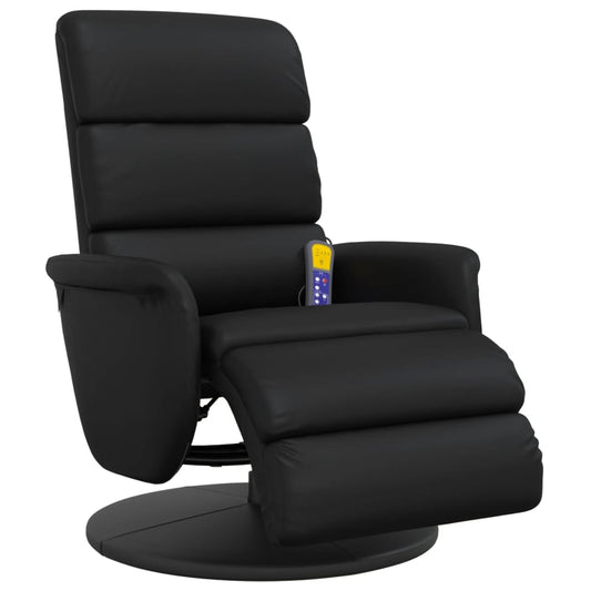Draaifauteuil – Relaxstoel – Lounge Stoel – Fauteuil – Zwarte Kunstleren Stoel – 360 Graden Draaibaar – Verstelbare Rugleuning en Voetensteun