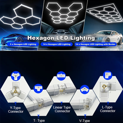 Garagelamp – LED Plafondlamp – Werkplaatslamp – Kelderverlichting – Garageverlichting – Hexagon Design – 712W 168000 Lumen 6500K – 14 Panelen Met Montagebeugel
