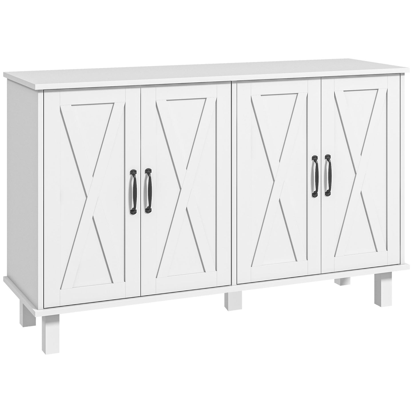 Buffetmeubel – Opbergkast – Dressoir – TV-meubel – Wit Gelakt – Landelijk Design – Verstelbare Planken – Afmetingen 120x37x75 cm