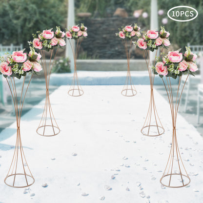 Weddingvaas – Bloemenvaas – Decoratieve Vaas – Tafelvaas – Bruiloftsvazen – 80 cm Hoog – Gouden Metalen Trompetvaas van IJzer