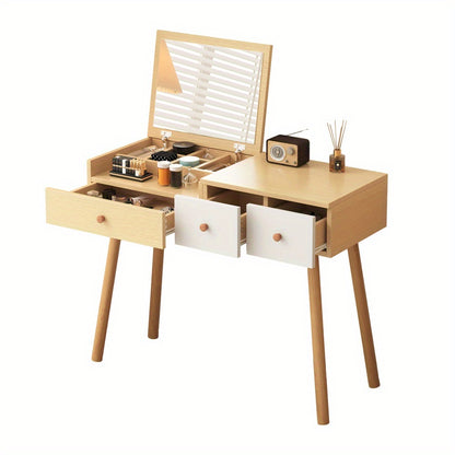 Kaptafel – Make-uptafel – Schminktisch – Verzorgingstafel – Dressing Table – Grote Spiegel – Ruime Opbergruimte Met Lades – 100x78x40 cm – Metaal Zonder Hout
