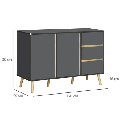 Dressoir – Buffetkast – Opbergkast – Ladekast – Kast – Scandinavisch Design – 120x40x80 cm – Verstelbare Planken – Anti-Kantel Veiligheid
