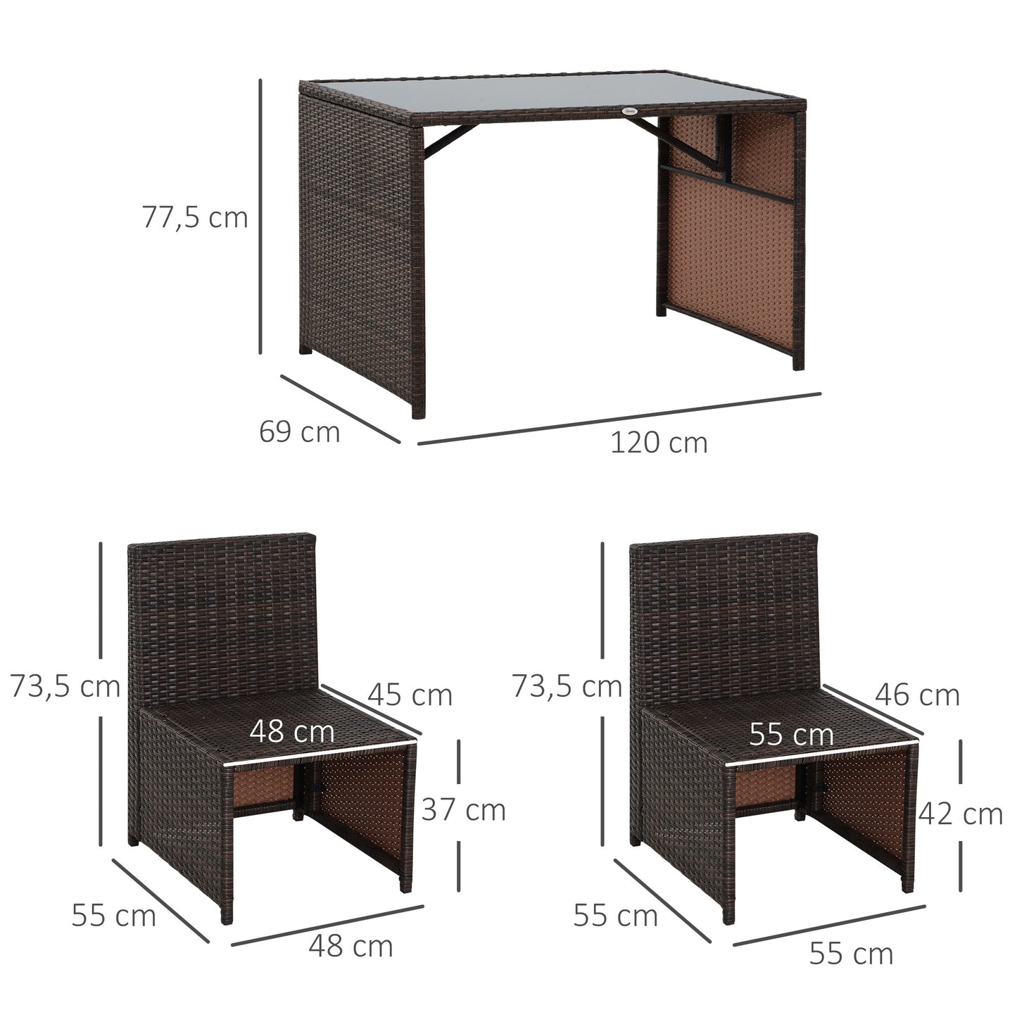 Tuinmeubelset – Loungeset – Tuinbank – Balkonset – Zitgroep – Poly Rattan – 5-delig – Weerbestendig Aluminium Frame – Incl. Khaki Kussens – Bruin