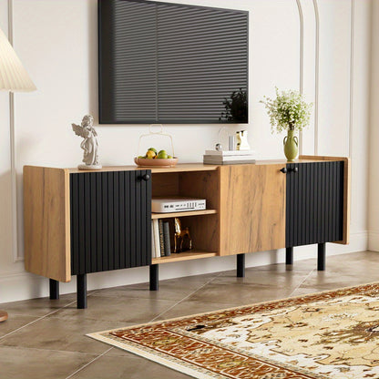 TV Meubel – TV Kast – Televisie Meubel – Mediameubel – Dressoir – Zwart met houtkleur – 160 cm breed – MDF materiaal