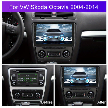 Android Autoradio Skoda Octavia – Multimedia Systeem – Dubbel Din Radio – Touchscreen Radio – GPS Navigatie – 10 Inch HD Scherm – Draadloze CarPlay & Android Auto – AHD Achteruitrijcamera & Microfoon