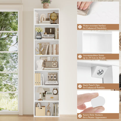 Boekenkast – Boekplank – Opbergkast – Vakkenkast – Wandkast – Verstelbare Legplanken – Stevig Massief Hout – Vrijstaand Wit Design