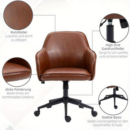 Verstelbare Bureaustoel – Bureaustoel Kantoorstoel – Werkstoel – Bureau Kruk – Ergonomisch – Verstelbare Zithoogte 93-101 cm – Draagvermogen 120 kg – Donkerbruin Kunststof Frame – Aluminium Onderstel – 4 Wieltjes Roterend