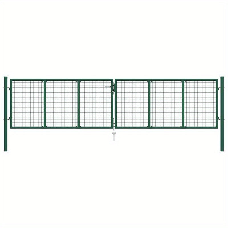 Metalen Hekpaneel – Tuinhek – Schuttingpaneel – Terrasafscheiding – Buitenhek – Groen – 390x100 cm – Weerbestendig Metaal – Modern Rasterpatroon