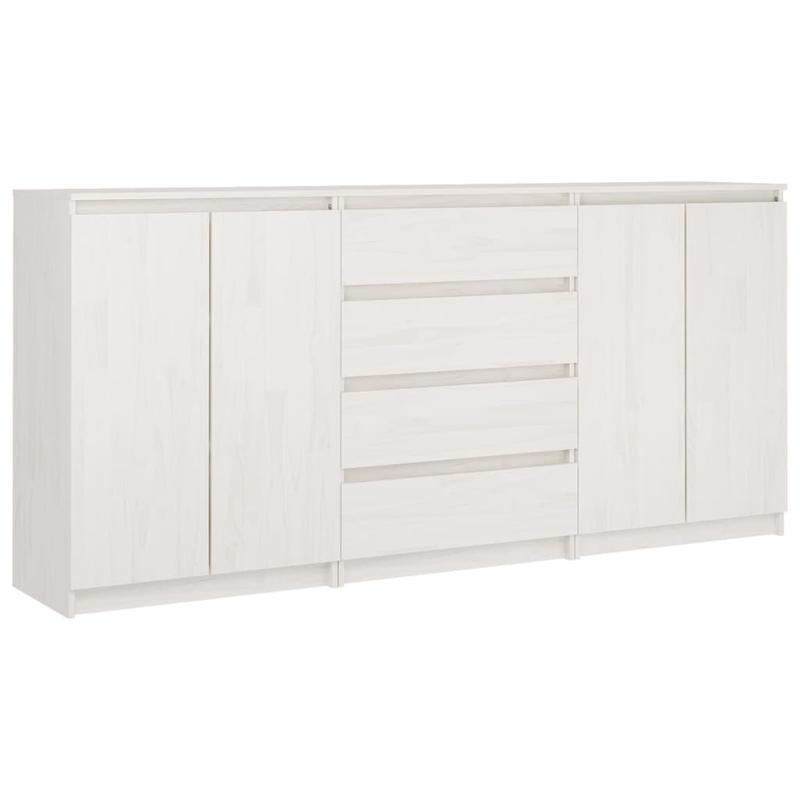 Set van 3 Witte Side Cabinets – Opbergkastjes – Display Cabinets – Kastjes – Multi-Pack Kastjes – Massief Grenenhout – Ruimtebesparend Ontwerp – Modern Strak Design