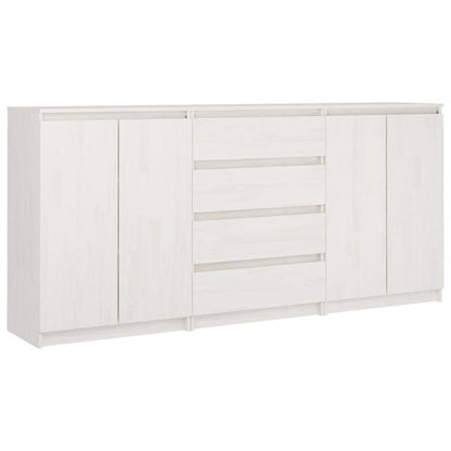 Set van 3 Witte Side Cabinets – Opbergkastjes – Display Cabinets – Kastjes – Multi-Pack Kastjes – Massief Grenenhout – Ruimtebesparend Ontwerp – Modern Strak Design