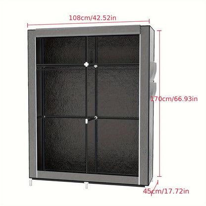 Opbergkast – Kledingkast – Garderobekast – Linnenkast – Opbergsysteem – 2-Deurs Non-Woven Kast – 12 Planken en Kledingroede – Ruimtebesparend Compact Ontwerp – Eenvoudig Zelf Te Monteren
