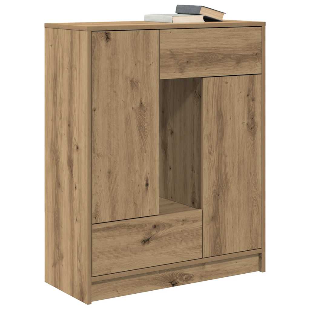 Lockable Modern Farmhouse Storage Cabinet with Doors & Drawers - Heavy-Duty Hardwood Construction, Spacious Floor-Standing Sideboard with Open & Closed Storage, Natural Wood Grain for Living Room, Bedroom, Kitchen - Rustic El