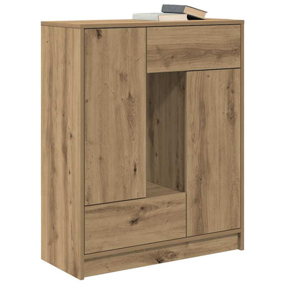 Lockable Modern Farmhouse Storage Cabinet with Doors & Drawers - Heavy-Duty Hardwood Construction, Spacious Floor-Standing Sideboard with Open & Closed Storage, Natural Wood Grain for Living Room, Bedroom, Kitchen - Rustic El