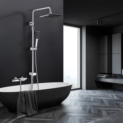 Thermostatische Douche – Douchesysteem – Regendouche – Handdouche – Douchekraan – Roestvrij Staal – 3 Sproeimodi – Zelfreinigende Handdouche