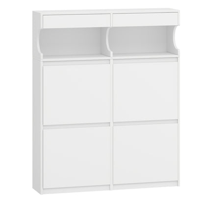 Schoenenkast – Schoenenrek – Schoenenopberger – Schoenenbank – Kast – Voor 20 Paar Schoenen – Verstelbare Indeling – Smal 100 cm Wit