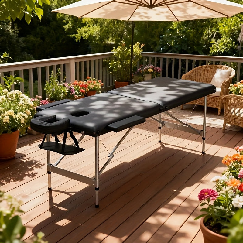 Foldable Professional Massage Bed with Headrest, Side Bolsters And Storage Shelf, Supporting Up to 130kg. Portable Spa Salon Bed Featuring Facial Support And Breathable Design. Portable Heavy-duty Massage Bed, Beauty Bed, Lig