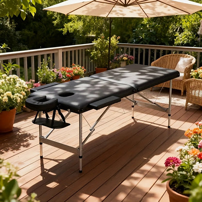 Foldable Professional Massage Bed with Headrest, Side Bolsters And Storage Shelf, Supporting Up to 130kg. Portable Spa Salon Bed Featuring Facial Support And Breathable Design. Portable Heavy-duty Massage Bed, Beauty Bed, Lig