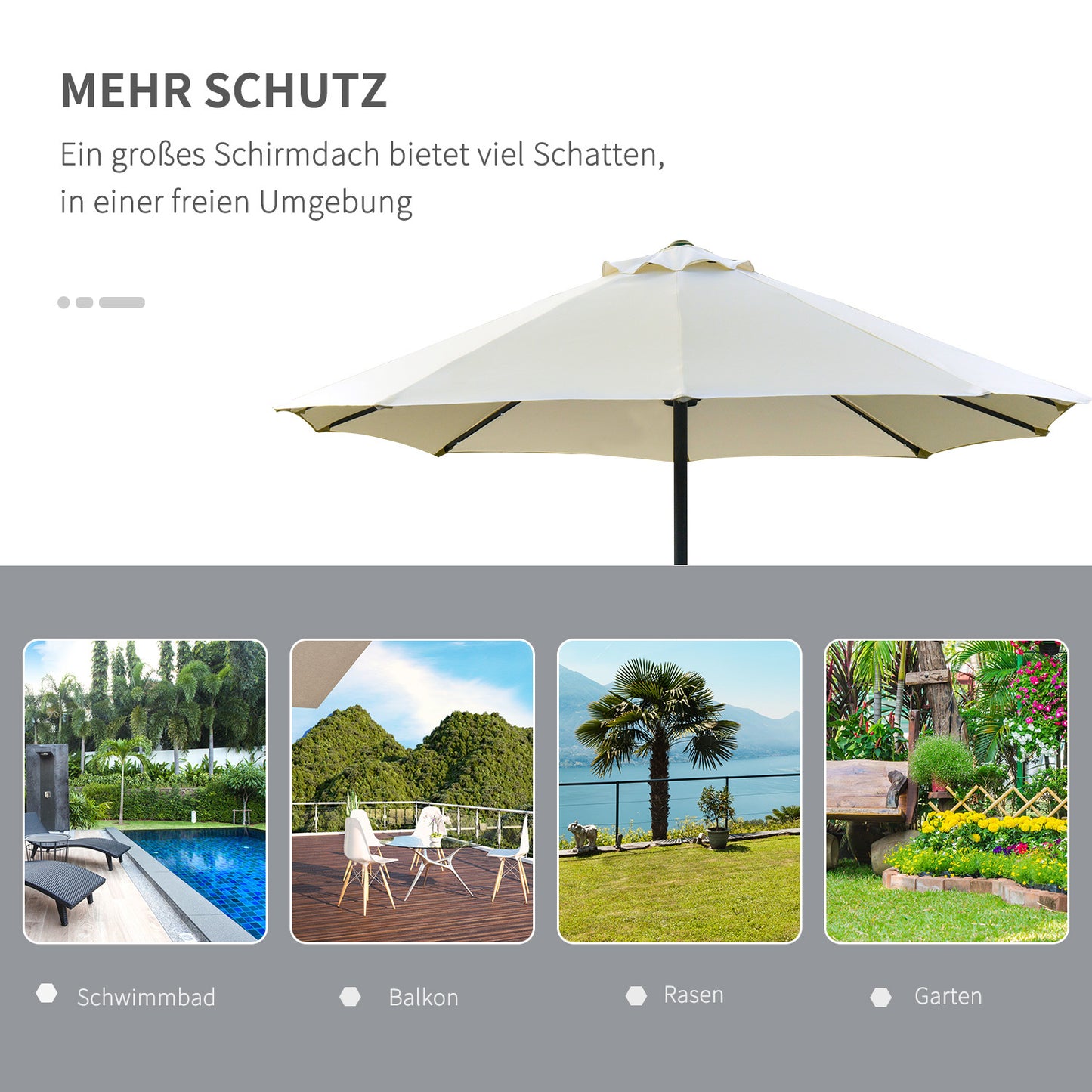 Ovale Zonwering – Schaduwdoek – Terrasdoek – Zonnescherm – Buitenluifel – Crème Kleur – 440 x 256 cm – Weerbestendig Materiaal