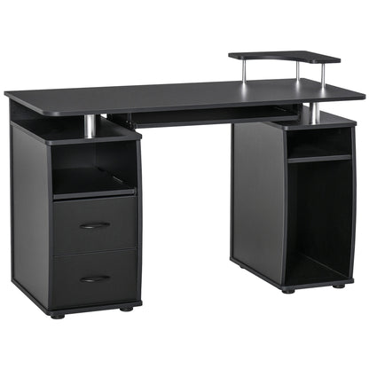 Computertafel – Computerbureau – Bureautafel – Werktafel – Studietafel – 120x50 cm – Met Lade en Printerplank – Zwart Melamine Met Metalen Frame