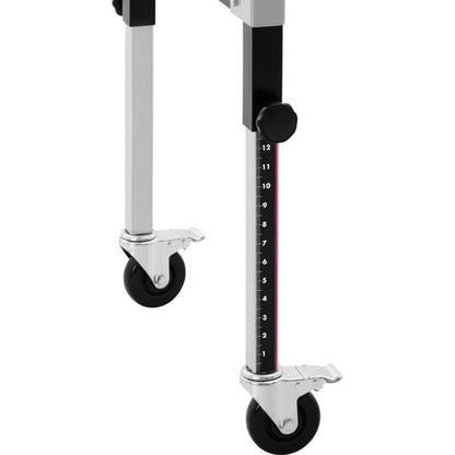 Roltafel – Rollentafel – Transporttafel – Werktafel – Verstelbare Tafel – Inklapbaar – 9 Stalen Rollen – Draagkracht 130 kg – 145x59x96 cm