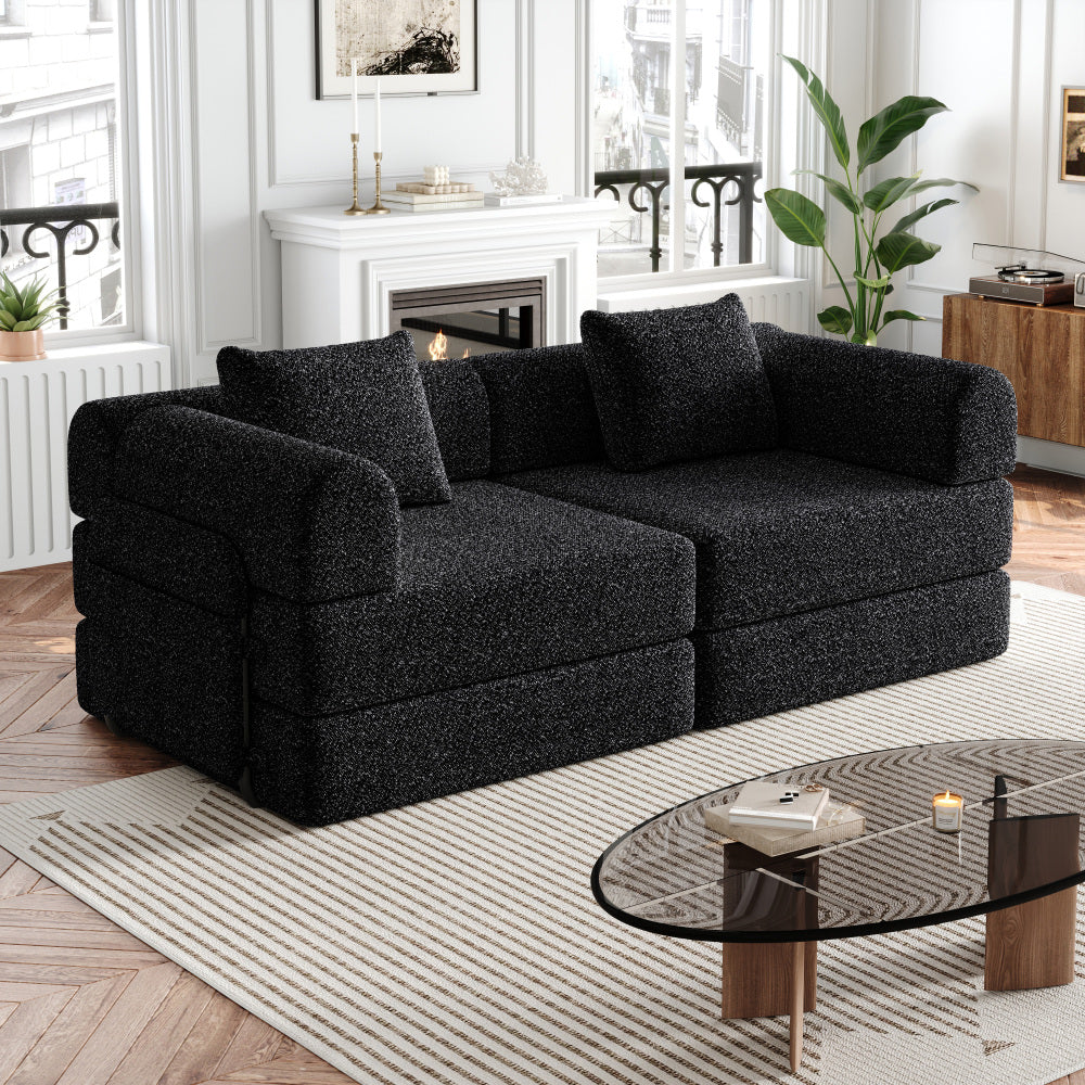 2-Zits Slaapbank – Slaapbank Met Chaise Lounge – Bedbank – Divan – Slaapbank Compact – Chenille Bekleding – Duurzaam Stevig Frame