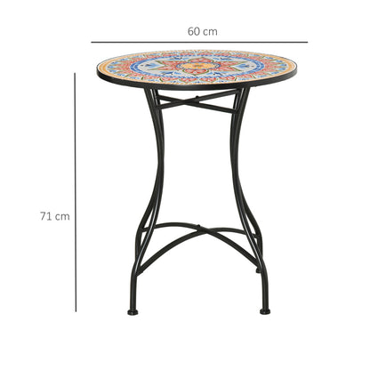 Bistrotafel – Tuintafel – Balkontafel – Bijzettafel – Buiten tafel – Ronde Mozaïek tafel – Inklapbaar aluminium frame – Ø 60 cm compact design
