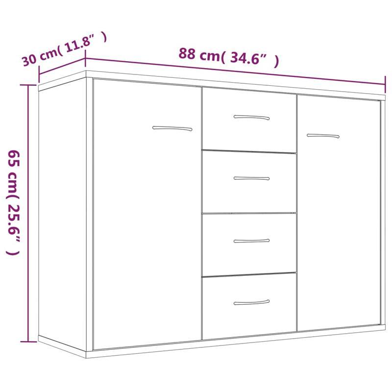 Sideboard – Dressoir – Opbergkast – Kast – Buffetkast – Grijs Sonoma – 88x30x65 cm – Houtwerkstof – Compact & Stijlvol