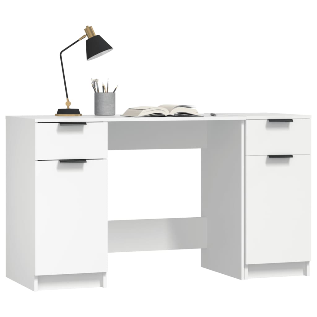 Bureau – Schrijftafel – Werkplekmeubel – Kantoortafel – Betongrijs – Stevig Hardhout – Ruime Opbergruimte