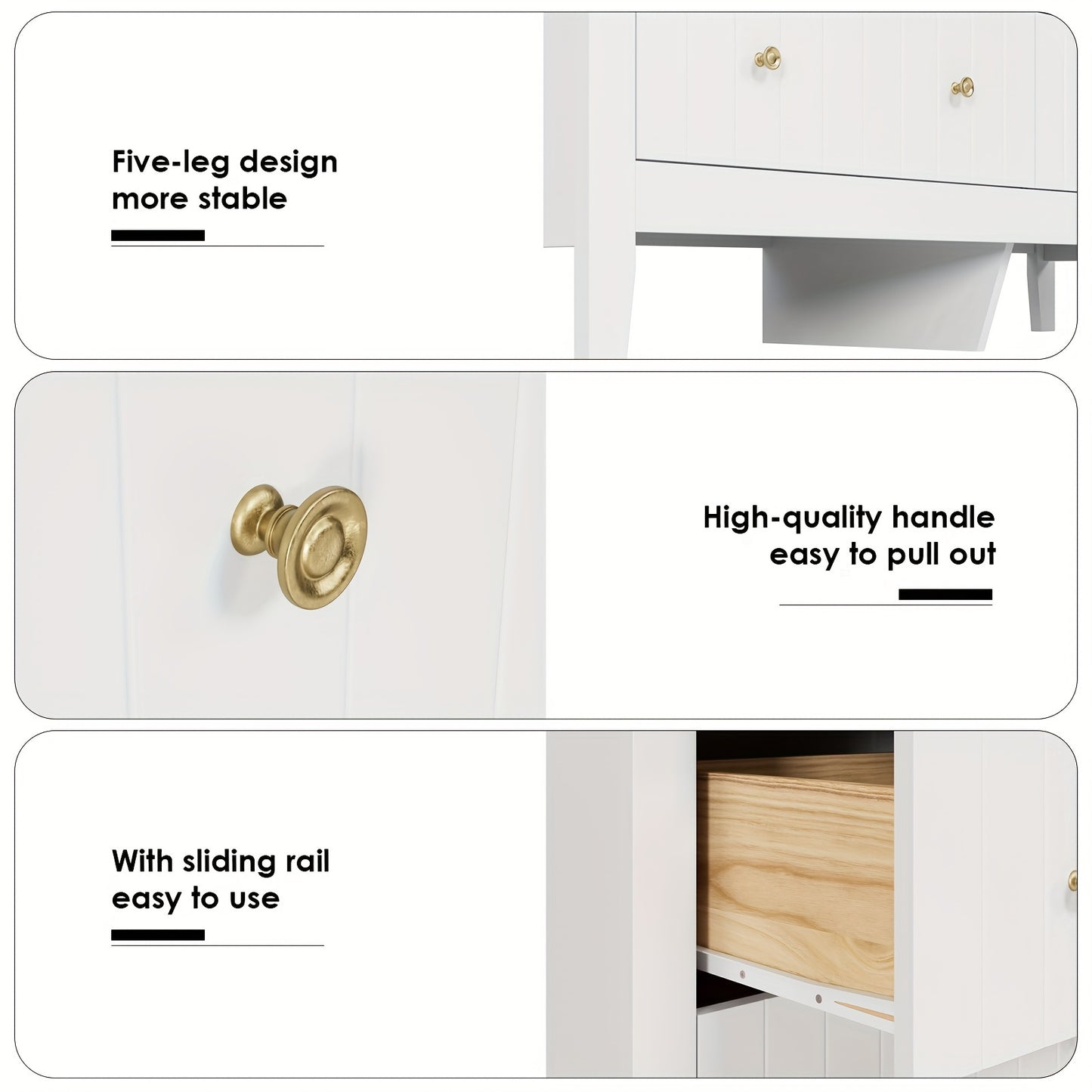 Ladekast – Ladenkast – Kommode – Dressoir – Opbergkast – 6 Ruime Lades – Krasbestendig Metalen Handgrepen – Wit – Modern Scandinavisch Design – Eenvoudige Montage – Grote Opbergruimte (≥3,2m³)