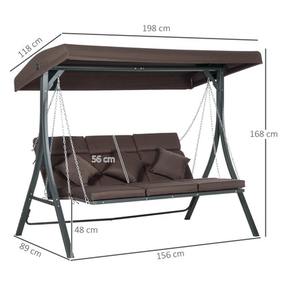 Tuinstoelbank – Tuinschommel – Schommelbank – Tuinbank – Tuinmeubel – 3-Zits – Verstelbaar Zonnescherm – Metalen Frame – Comfortabele Kussens – Belastbaar Tot 270 kg