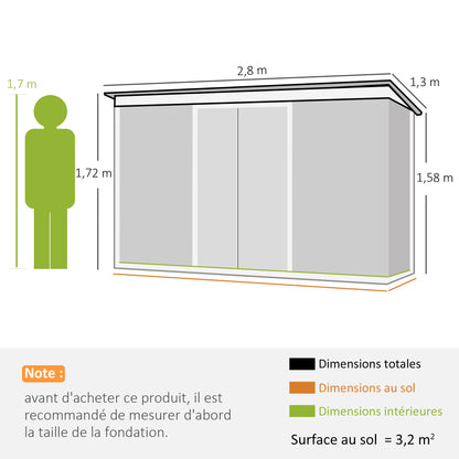 Tuinhuisje – Tuinschuur – Gereedschapsschuur – Berging – Buitenberging – Gegalvaniseerd Staal – Ruime Schuifdeuren 280x130x172 cm