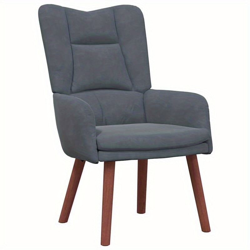 Fauteuil – Accentstoel – Relaxfauteuil – Leesstoel – Loungefauteuil – Donkergrijs Fluweel – Massief Houten Frame – Handmatige Verstelbare Rugleuning