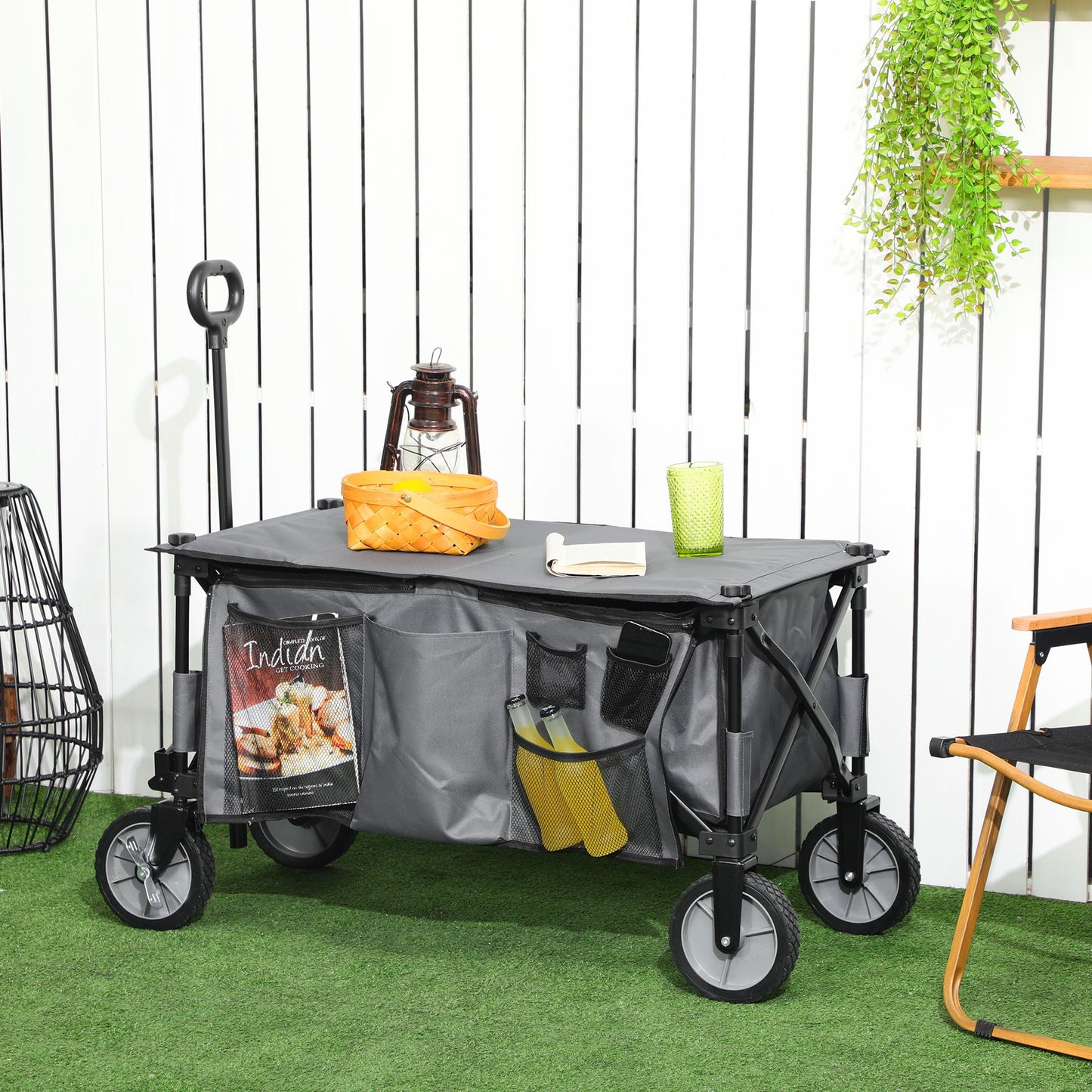 Kast – Opbergkast – Houten Kast – Tuinkast – Buitenkast – Dubbele Deuren – Weerbestendig Hout – 2 Schappen – Grijs – 74 x 43 x 88 cm