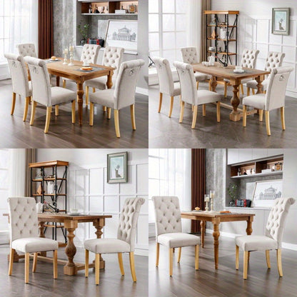 Stoelenset – Eetkamerstoelen – Woonkamstoelen – Keukenstoelen – Loungestoelen – 6-delige Set – Zachte Velvet Bekleding – Stevige Eikenhouten Poten