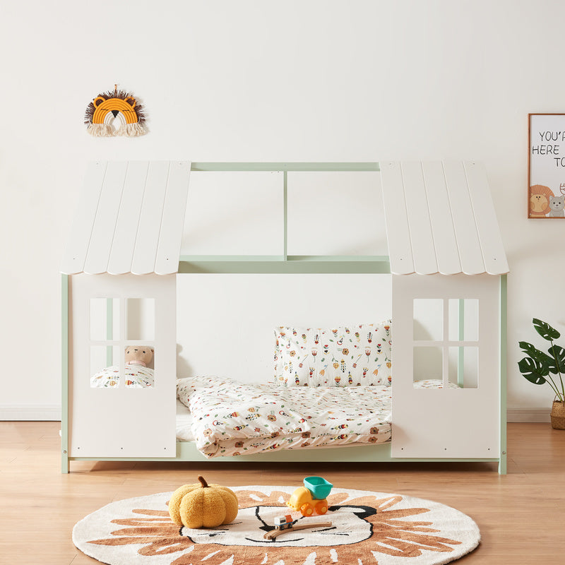 Kinderbed – Kinderbedden – Eenpersoonsbed – Peuterbed – Huisbed – Massief Hout – Semi-Open Design – Geschikt Voor Matras 90x200 cm – Diverse Kleuren