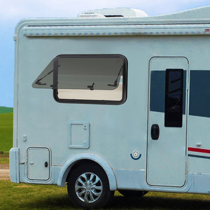 Uitzetraam Camper – Caravanraam – Mobiel Raam – Rolvenster – Ventilatieraam – Gebogen Gehards Glas – Aluminium Frame – Inclusief Horrenraam – 800x500 mm – Duurzaam Lichtgewicht