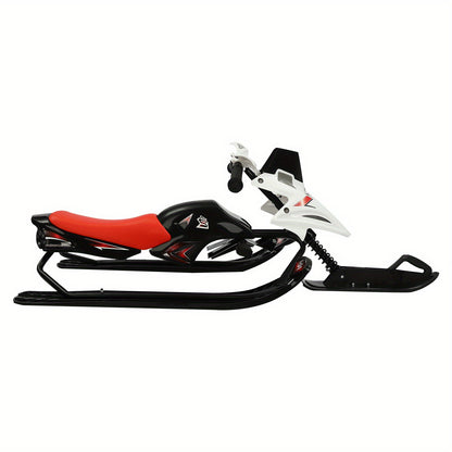 Slee – Sneeuwslee – Sledede – Bobslee – Kinderslee – Verstelbaar Stuur – Remsysteem – Duurzaam Stalen Frame – 124x51x43,5 cm – Rood