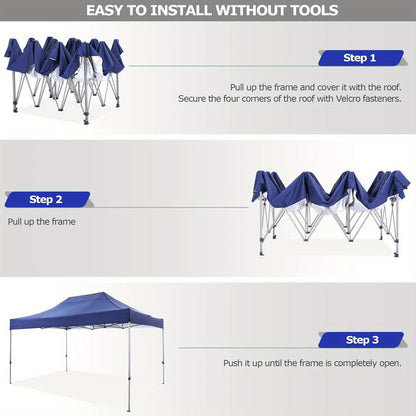 3.05x4.57meter Pop-up Canopy Tent with 4 Removable Side Walls, Comes with A Handy Carrying Bag, Sunproof, Perfect for Parties, Weddings And Picnics