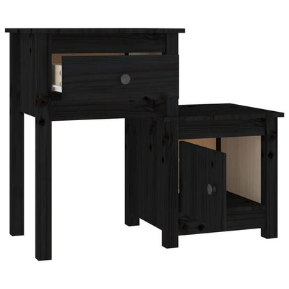 Nachtkastjes 2 st 79.5x38x65.5cm massief grenenhout zwart