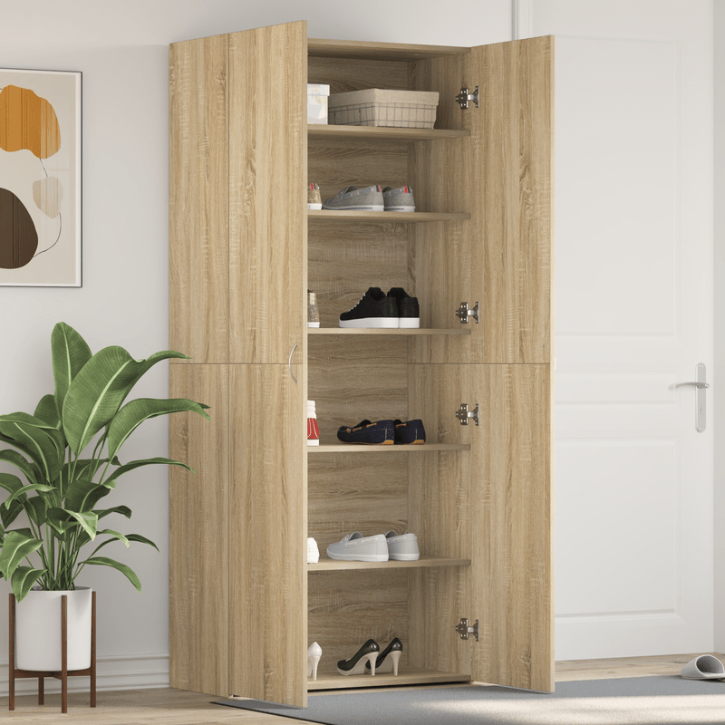Schoenenkast – Schoenrek – Schoenopberger – Schoenenschrank – Schoenenmeubel – 14-18 Paar Schoenen – Modern Chêne Sonoma Hout – 80x35,5x180 cm