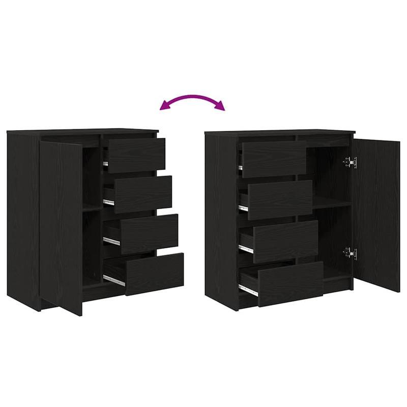 Buffetkast – Opbergkast – Dressoir – Kast – Sideboard – Zwarte Eikenlook – Lockable Laden – Compact 71x35x84 cm