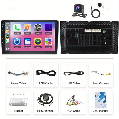 Android Autoradio – Multimedia Systeem – 2-DIN Radio – Dashboard Unit – Navigatiesysteem – 9 Inch Touchscreen – Draadloze CarPlay & Android Auto – Achteruitrijcamera Inclusief Microfoon