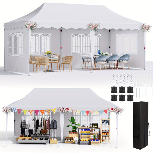 Inklapbare Partytent – Tuinpaviljoen – Evenemententent – Overkapping – Waterdicht Doek – UV-Bescherming – Verstelbare Hoogte