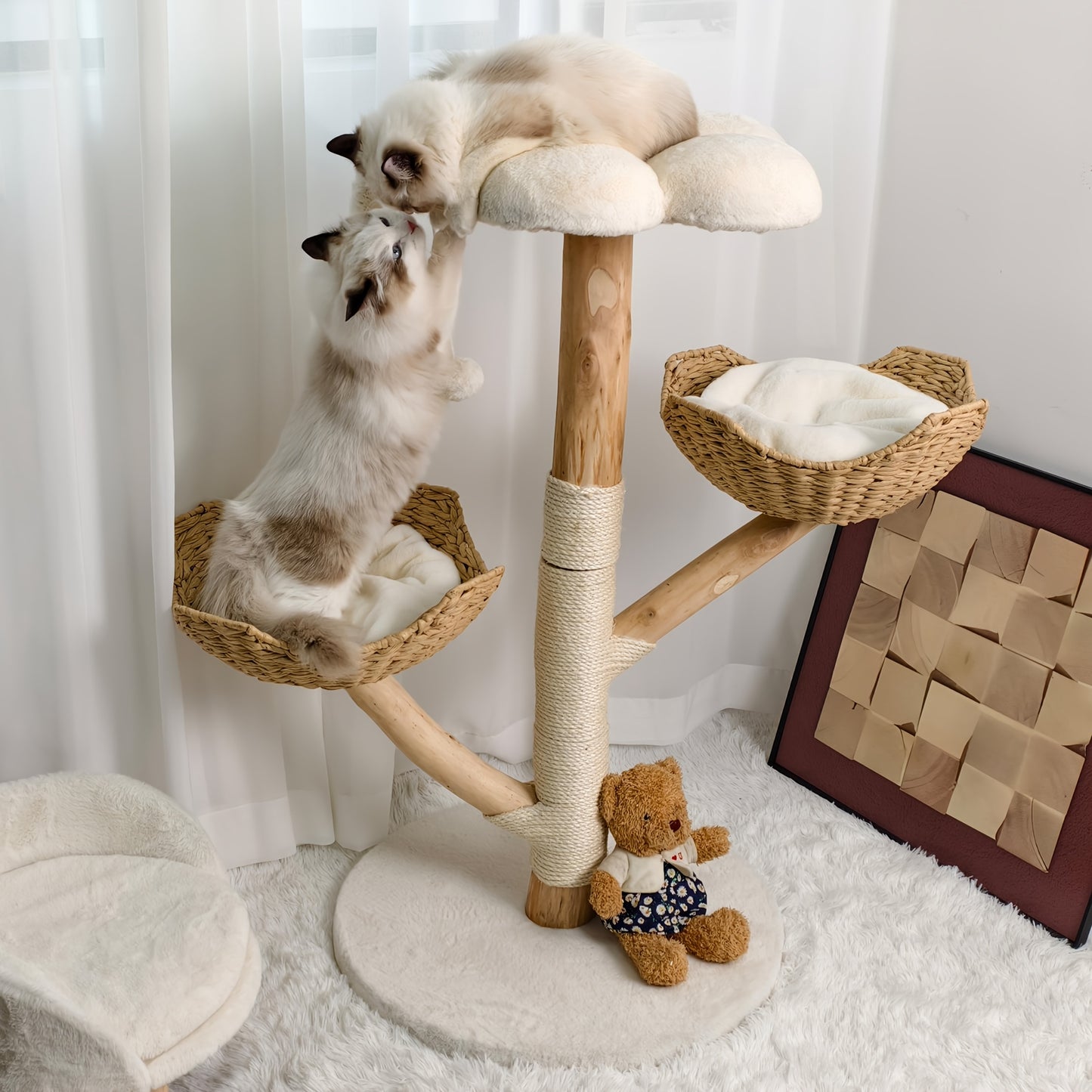 Krabpaal – Kattenkrabpaal – Kattenboom – Krabmeubel – Krabton – 111 cm Hoog – Stevige Basis 60 cm Diameter – Duurzaam Sisal en Hout