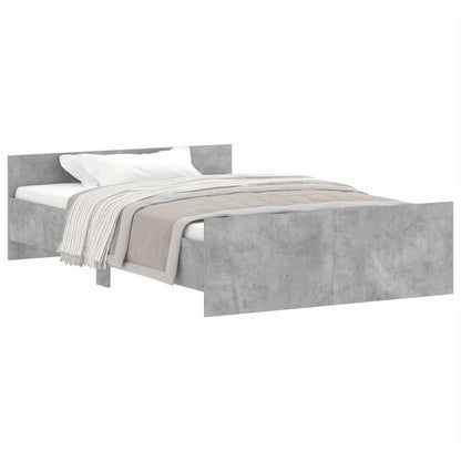 Bed Frame without Mattress Concrete Grey 120x190 cm Small Double with Slat Support Platform Bed Frame Suitable for Mattress Size 120 x 190 cm for Bedroom